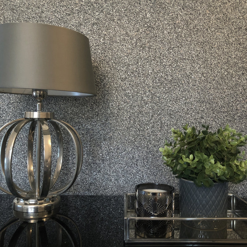 Danica 10.05m x 53cm Textured Glitter Wallpaper Roll, Dark Silver