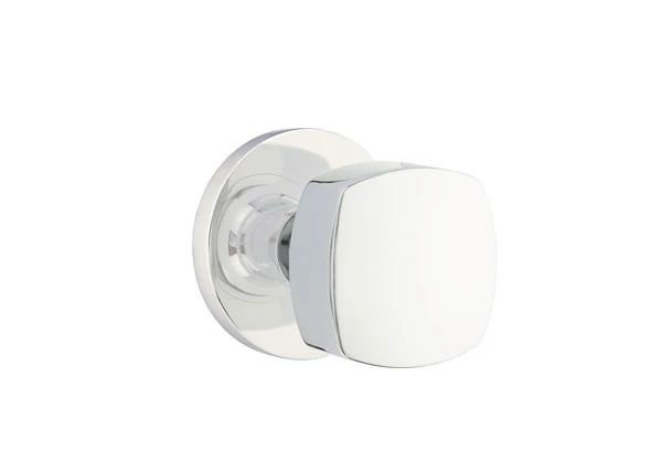 Ensemble de mortaise intérieure Emtek avec rosette à disque et bouton Freestone (LH), Chrome poli