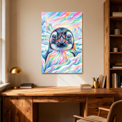 Animaux, pingouins colorés, reproduction d'art sur toile