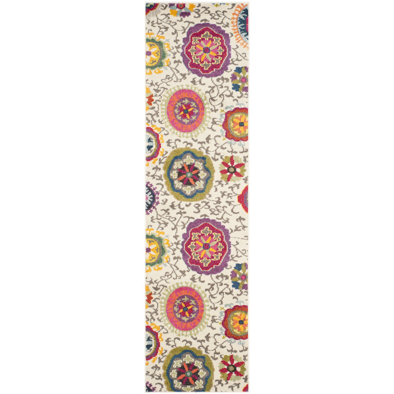 Tapis multicolore à motif floral Hertzler, Rectangle 10 pi x 14 pi