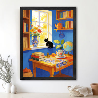 Black Framed Vintage Warm and artistic cats Wall Art Retro Warm Style Framed Prints