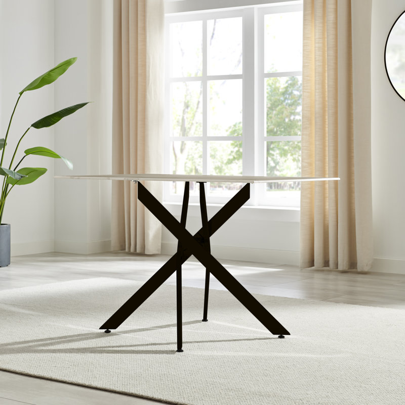 Aurita Rectangular 120cm L x 70cm W Dining Table, White, Black