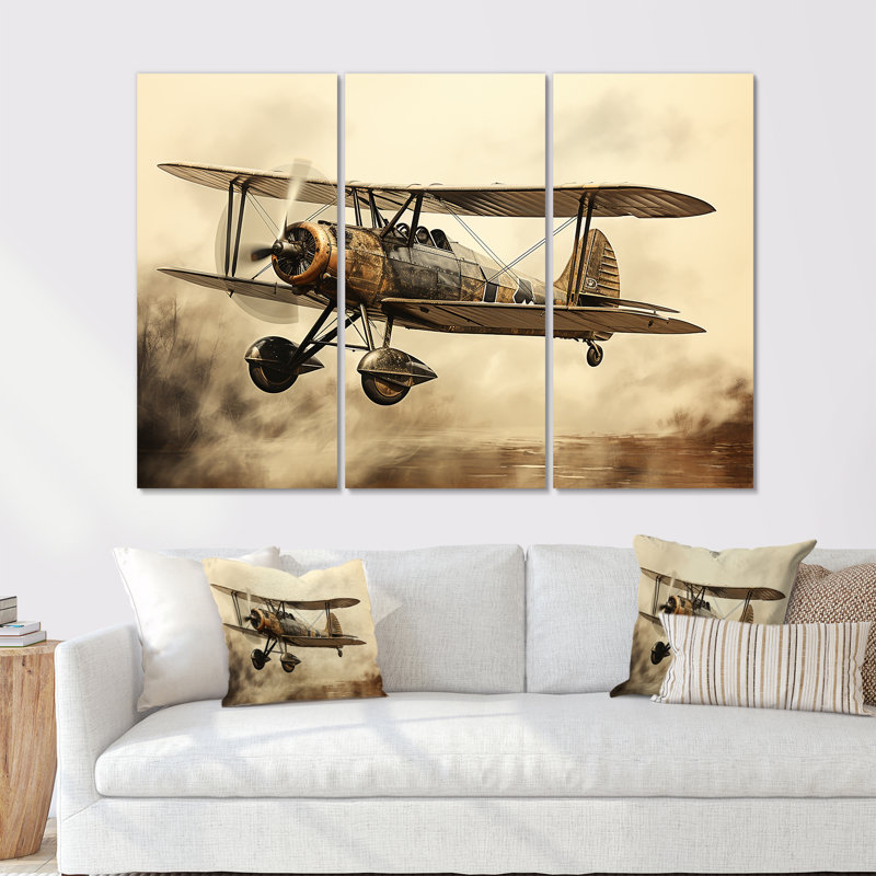 «Urban Plane Glory Mid Flight», ensemble d'art mural avion, H 40 po x l 60 po