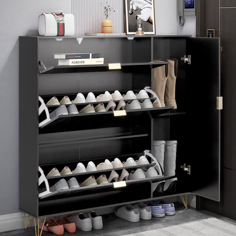 Armoire de rangement pour chaussures 16 paires Marable, Noir