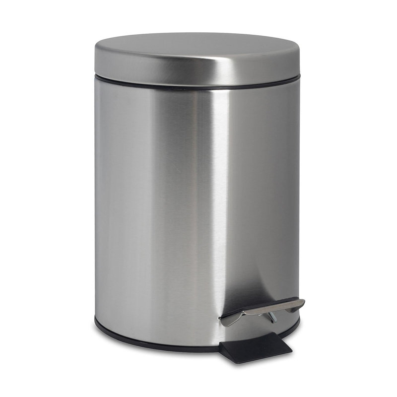 Harbour Housewares - Round Bathroom Pedal Bins, Brushed