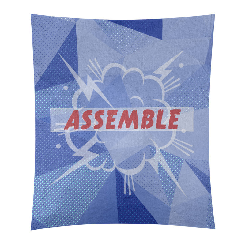 Tapisserie superhero en polyester assemblage, H 27,5 po x l 37,5 po