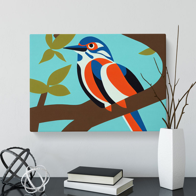 Kingfisher Bird Abstract Vol.2 - Wrapped Canvas, 40cm H x 60cm W x 3cm D