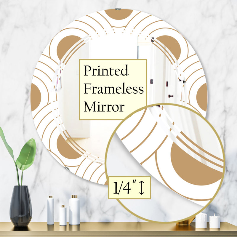 Miroir mural sans cadre moderne à motif circulaire triple c, H 31,5 po x l po, Triple C circulaire rétro