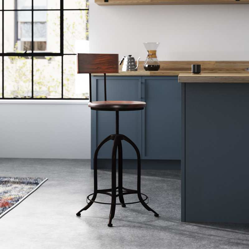 Tabouret de bar rotatif à hauteur ajustable 15 po Rustic Black
