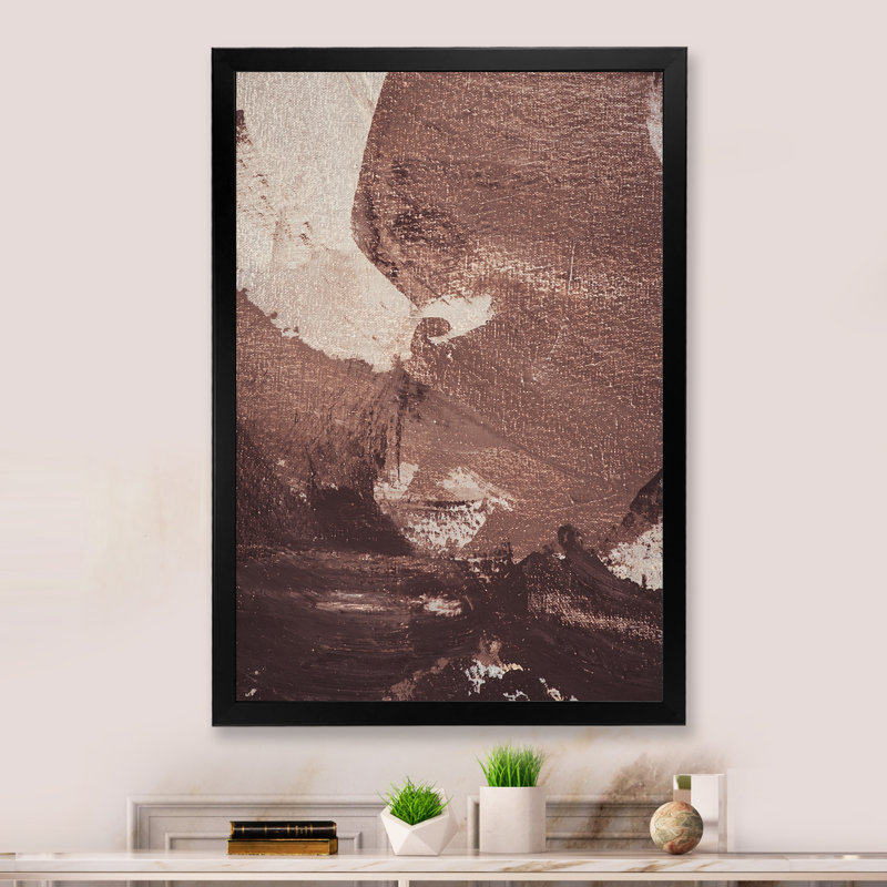 «Brown Abstract Paint Strokes II», reproduction d'art sur toile encadrée, Toile avec cadre photo noir