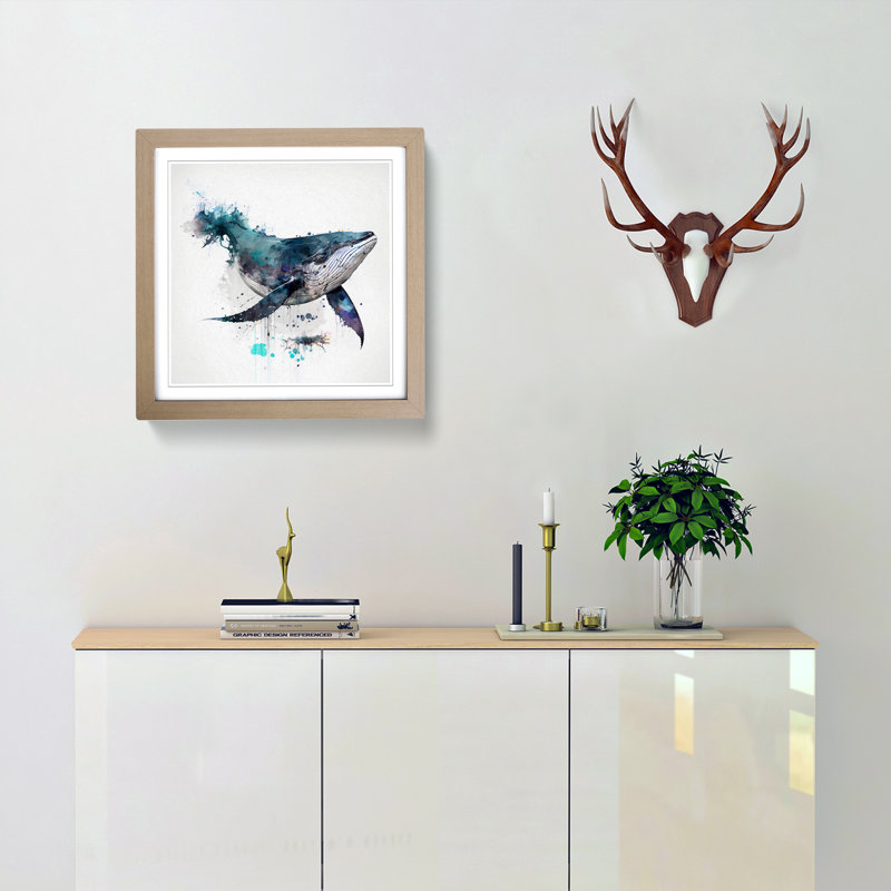 Whale - Framed Print, Oak