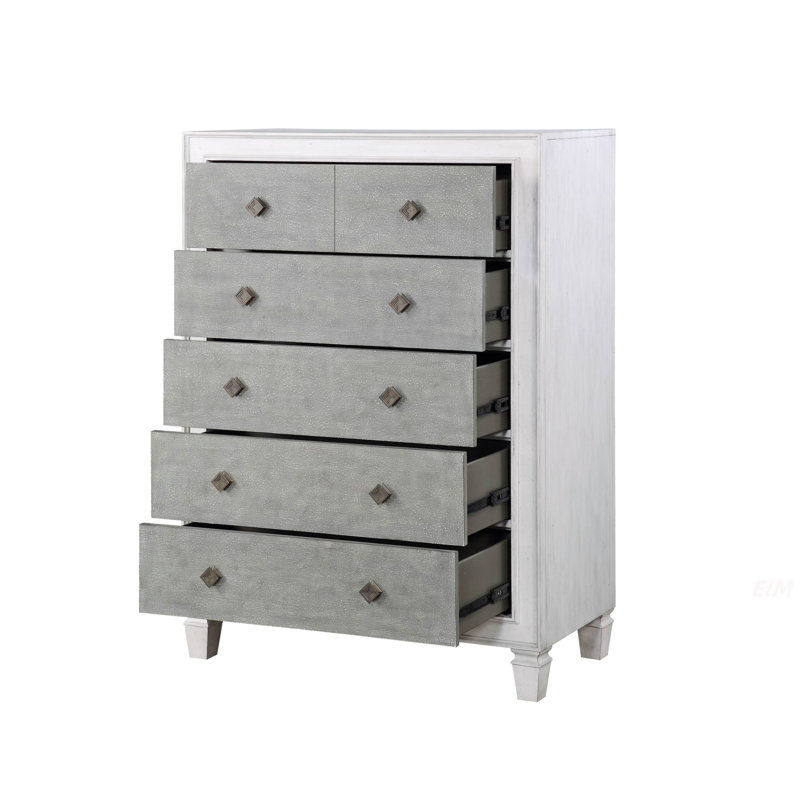 Commode Katia gris rustique et blanc vieilli