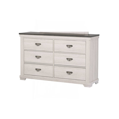 1Pc Farmhouse Style Six Drawer Dresser Beige Finish Rustic Bedroom Solid Wood Wooden Furniture