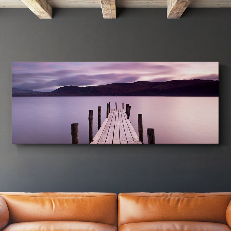Jetée Brandelhow Bay, Derwentwater - Toile tendue avec châssis - Prêt à accrocher, H 12 po x l 30 po
