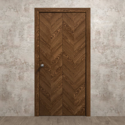 Sliding Closet Bi-fold Doors 60 x 80 inches Ego 5005 Cognac Oak Sturdy Tracks Moldings Trims Hardware Set Wood Solid Bedroom Wardrobe Doors