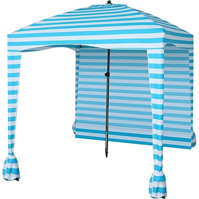 Portable 6'x6' Beach Shelter with Detachable Wall, Sun Shade Canopy & Umbrella for Sand, Outdoor Use