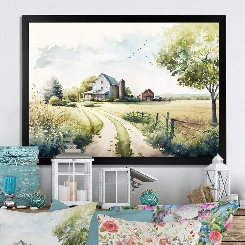 «Welcome To The Farm IV», art mural sur toile, H 12 po x l 20 po x P 1 po, Cadre noir