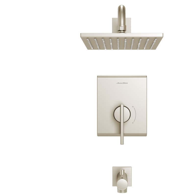 Robinet de baignoire et douche thermostatique avec inverseur Times Square, Nickel poli