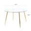 Table en verre moderne simple de 47,2 po, matériau en métal de verre trempé de haute qualité, pieds plaqués or, convient pour la cuisine de restaurant (ensemble de 1)