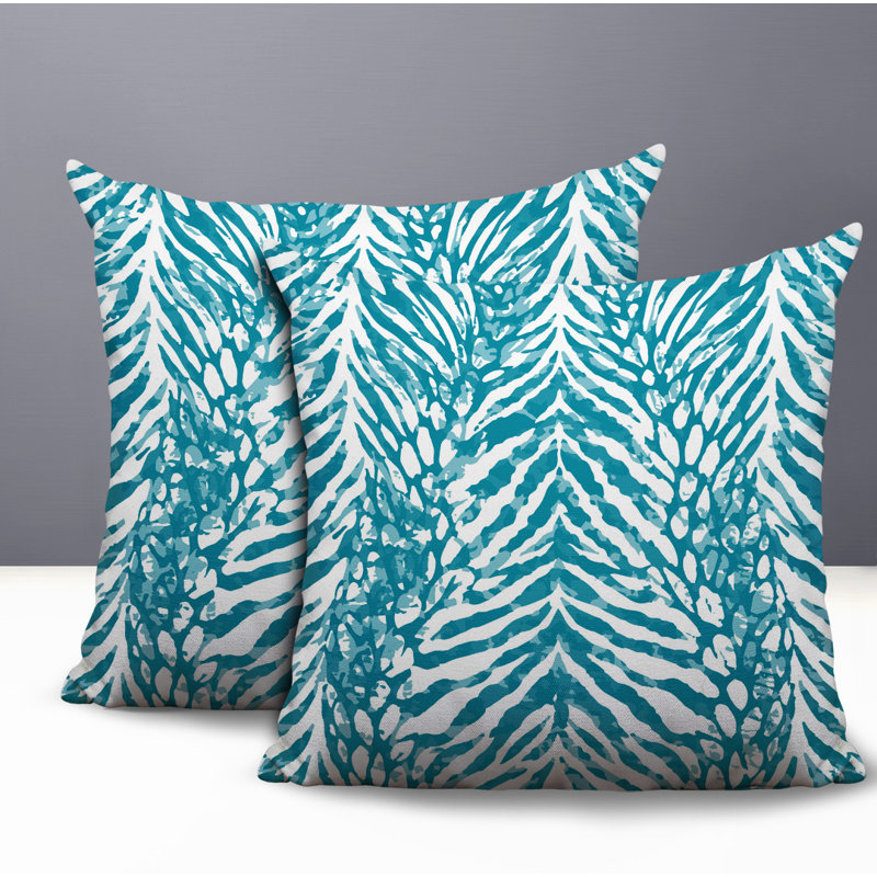 Oreiller réversible intérieur / extérieur Gorgi, 18x18, Turquoise