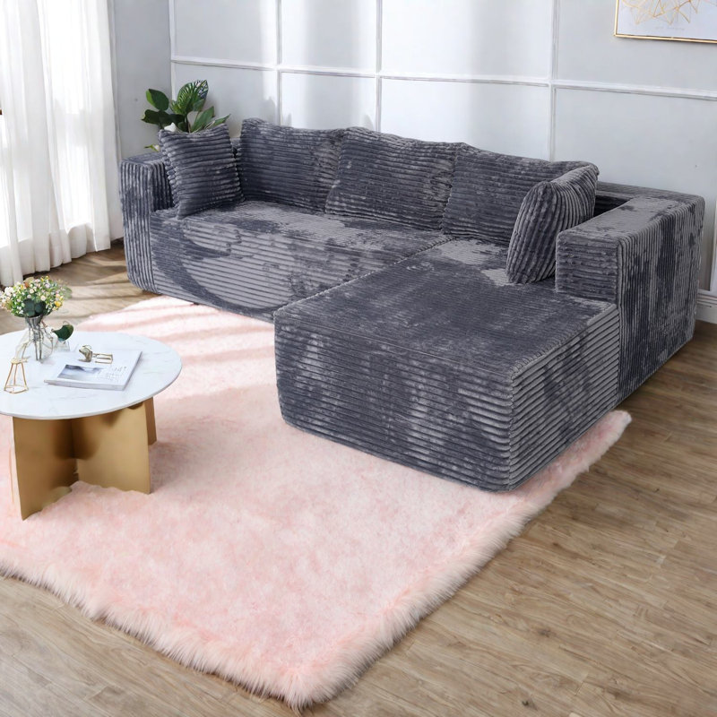 Compression Sectionals 100 Inch Corduroy Modular Modern Sofa For Home