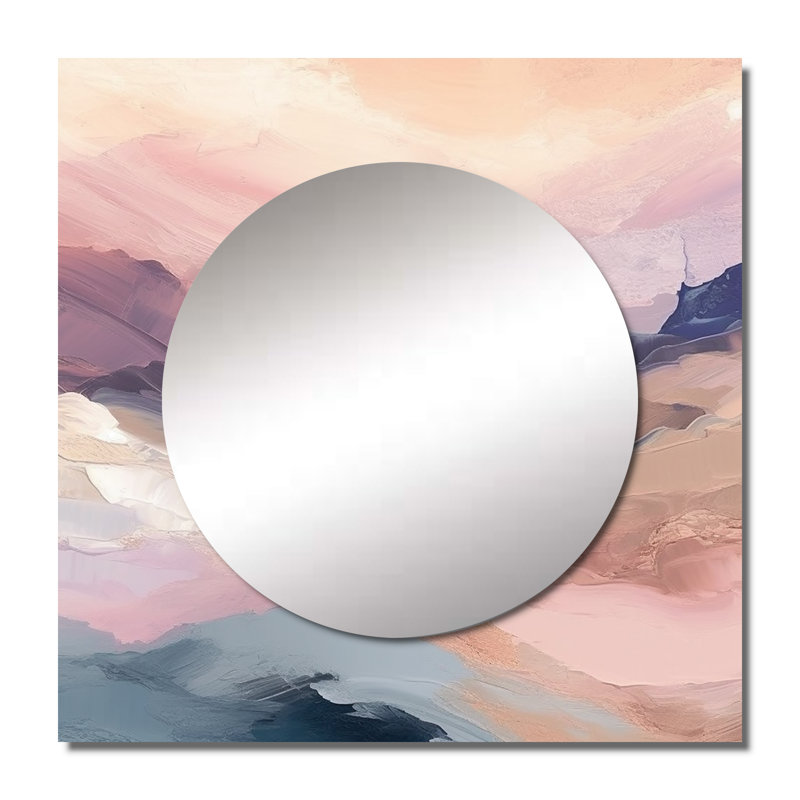 Breyannah - Miroir carré abstrait pastel, 23 po x 23 po