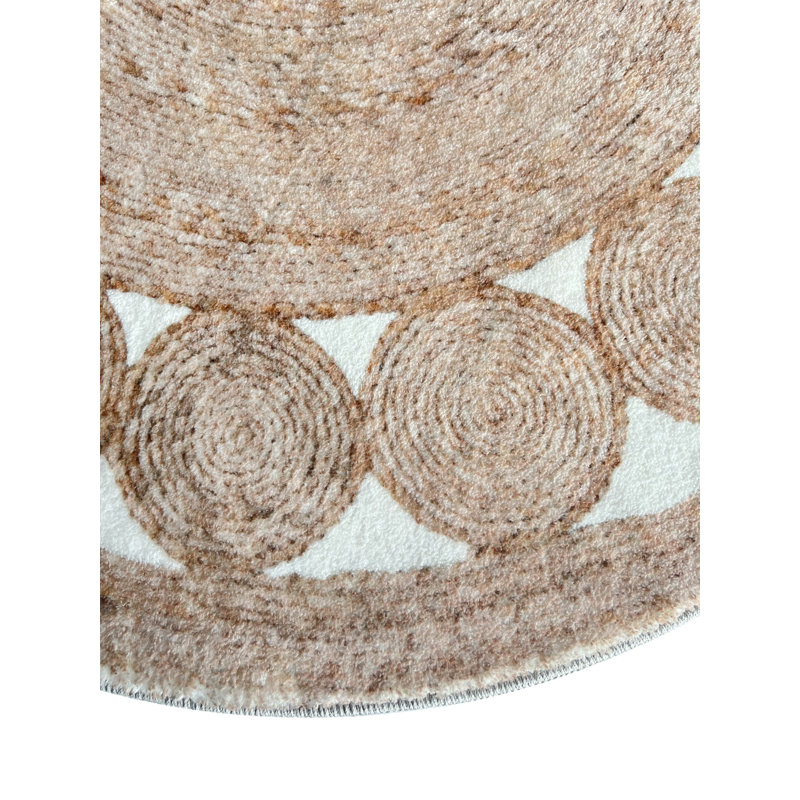 Raulson Machine Woven Beige Indoor Rug, Round 150cm