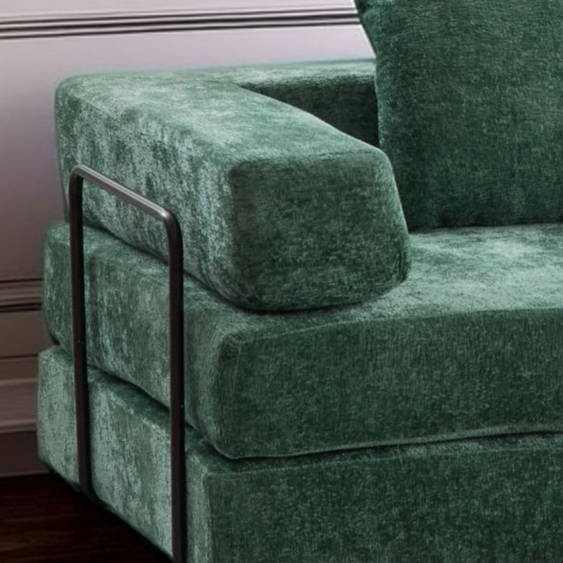 Canapé-lit à dossier en chenille vert foncé
