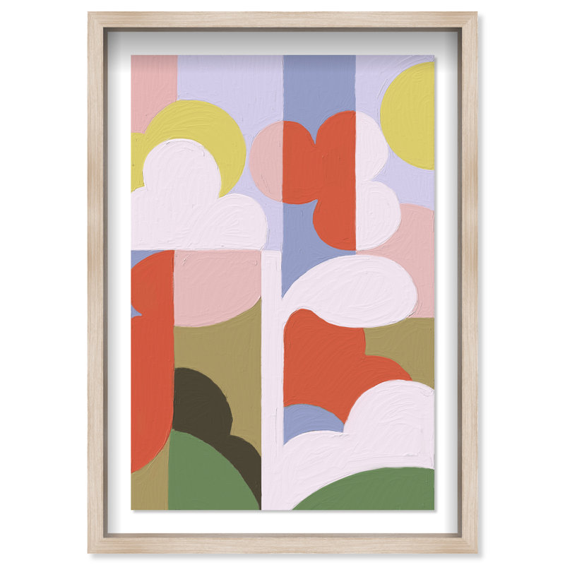 Cloud Pop Framed Graphic Art, 25.5"H x 37.5"W, Natural Oak Shadowbox