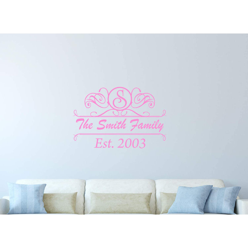 Adhésif décoratif nom de famille, 10 po x 15 po, Rose