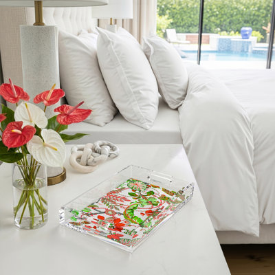 Plateau rectangulaire en acrylique Plumeria