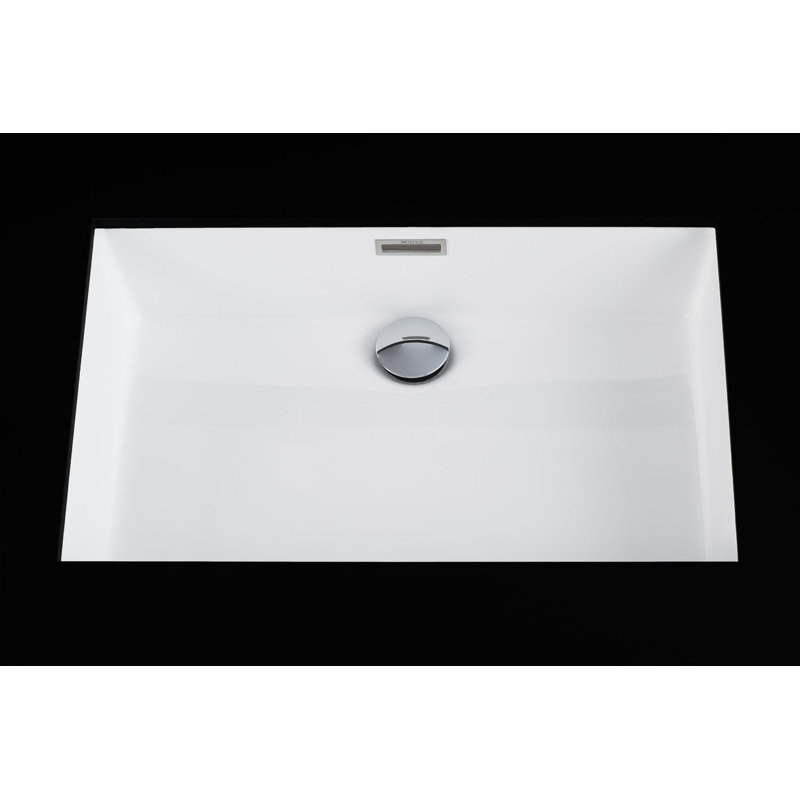 21" Cube Collection Undermount Vessel Sink, High Gloss True White, Polished Chrome