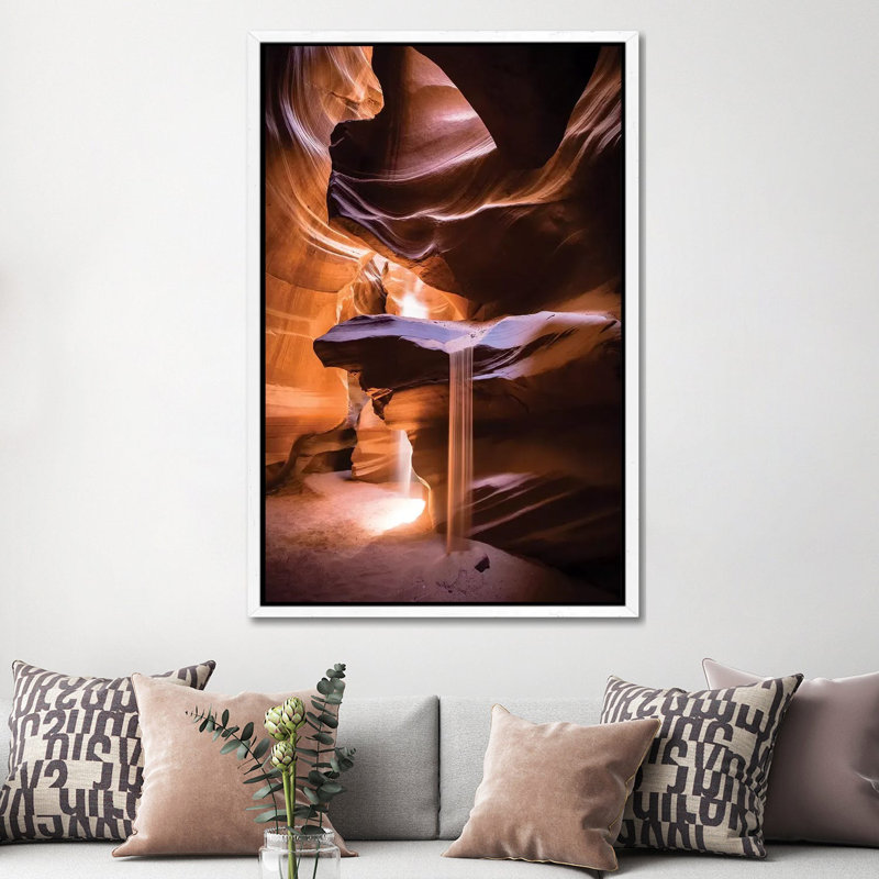 Sand Fall by Walde Jansky - Print on Canvas, White Floater Framed, 152.4cm H x 101.6cm W x 3.81cm D