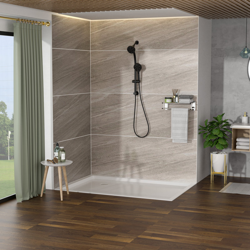 Multi Function Dual Shower Head  Shower System With 4.7" Rain Showerhead, 8Function Hand Shower, Adjustable Slide Bar,Matte Black