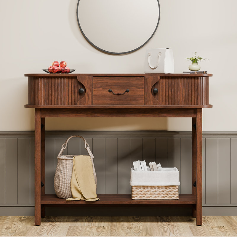 39.3'' Console Table With Window-Style Drawers, Walnut