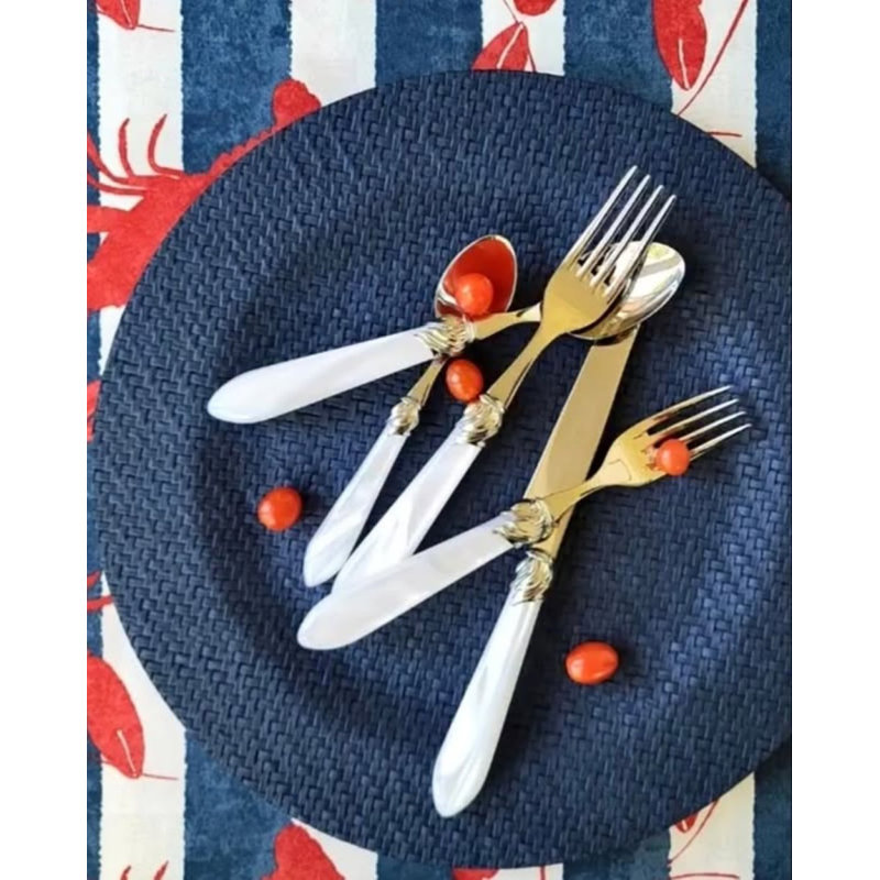 Wicker Vinyl Chargers, Navy