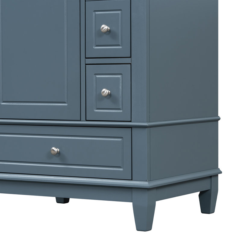 Meuble-lavabo 24 po avec comptoir en céramique, Bleu gris