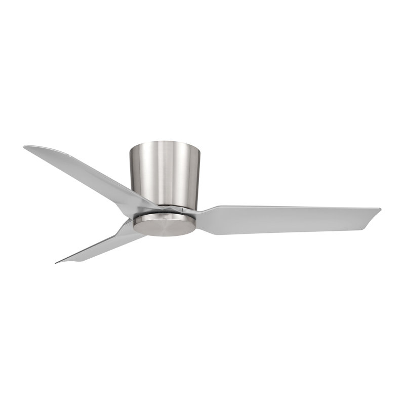 Ventilateur de plafond encastré moderne à 3 pales en nickel brossé intérieur / extérieur Rynn, Nickel brossé