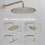 Gold Concealed Bathroom Mixer Shower Set 20cm Rain Head Round Valve System Tap