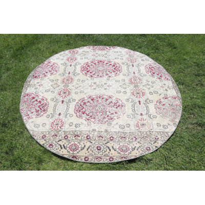Tapis turc beige Anatolian rétro pour rehausser le décor du salon