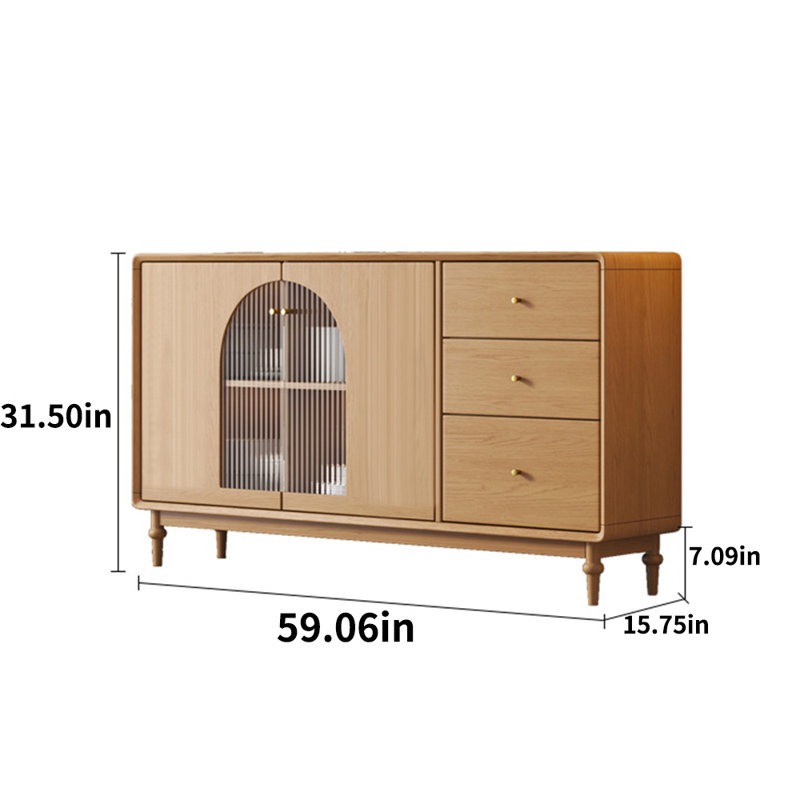 Armoire d'appoint en bois massif, H 31,5 po x l 59,06 po x P 15,75 po