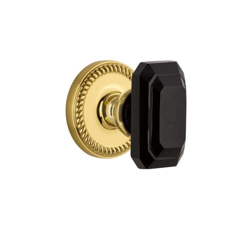 Grandeur Newport Rosette With Baguette Black Crystal Knob, Lifetime Brass