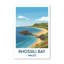 Rhossili Bay, Wales - Romantic Travel Poster Of The Gower Peninsula Coastline. Giclee Print On Wrapped Canvas. Wall Art, Home Decor - Natural Landmarks, Wales - Wrapped Canvas Print-217140491