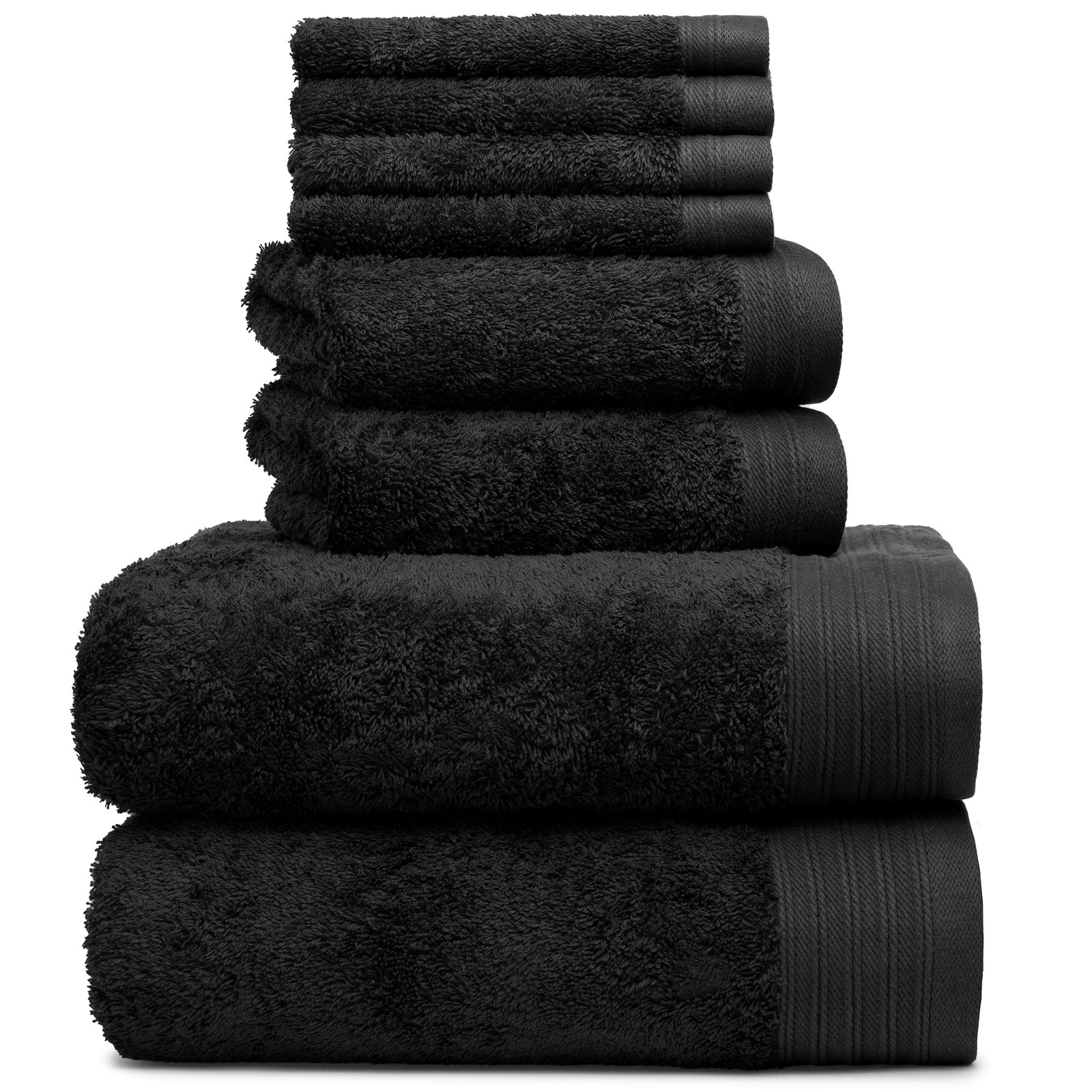 Doncia 8 Piece 100% Cotton Towel Set, Black