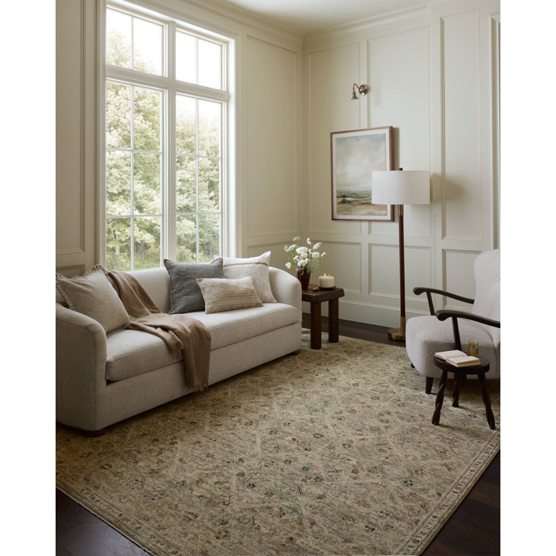 Loloi Soraya Silver / Moss Traditional Area Rug, Rectangle 5'3" x 7'6"