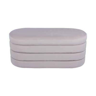 Taupe Velvet Ottoman Bench With Storage | Gift Idea