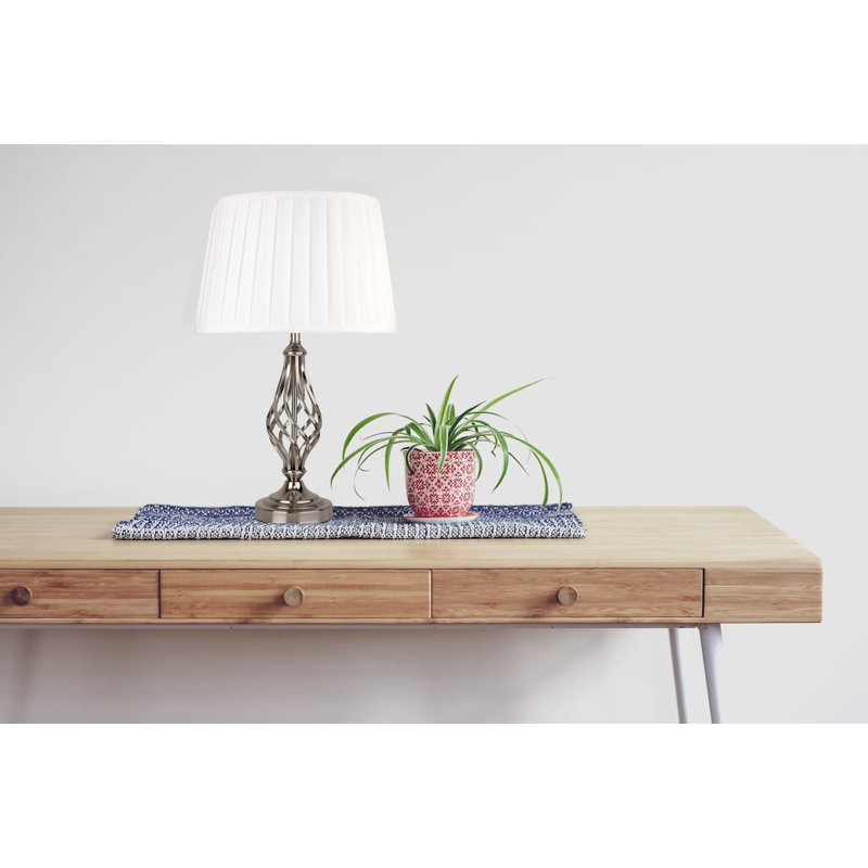 Zoey 49cm Twist Traditional Metal Table Lamp, Silver Nickel