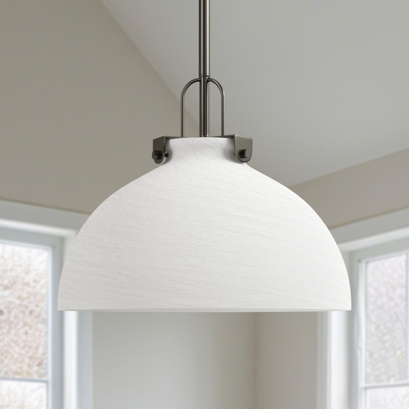 Luminaire suspendu en forme de dôme à 1 lumière de 12 po à 1 lumière pour îlot de cuisine. Verre nuage., Gris espace