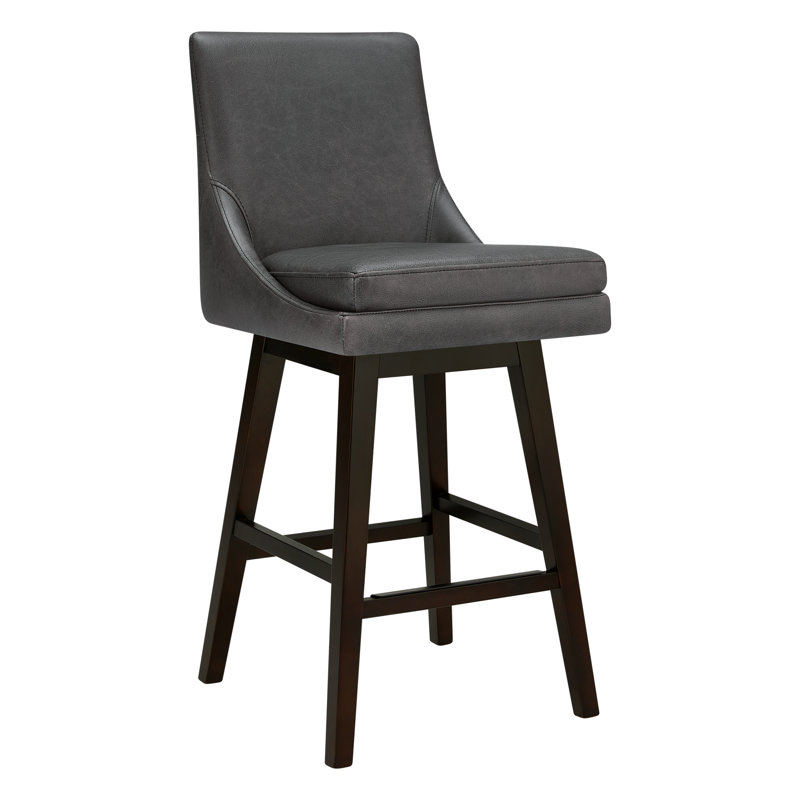 Tabouret de bar et de comptoir pivotant en cuir véritable Zahara Neri, Marseille Black
