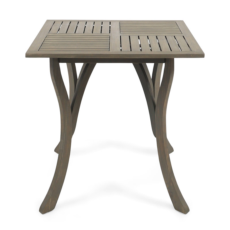 Outdoor Acacia Wood Metal Base Dining Table, Gray
